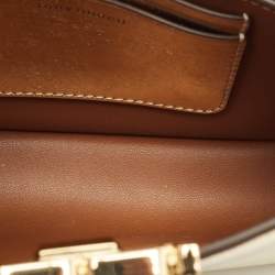 Pre Owned Tory Burch Gold Leather Mini Eleanor Top Handle Bag
