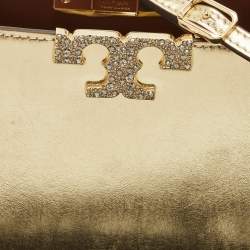 Pre Owned Tory Burch Gold Leather Mini Eleanor Top Handle Bag
