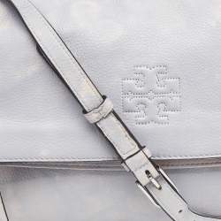 Tory Burch Light Blue Distressed Leather Thea Fold Over Crossbody Bag