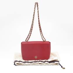 Pre Owned Tory Burch Red Leather Emerson Crossbody Bag