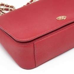 Pre Owned Tory Burch Red Leather Emerson Crossbody Bag