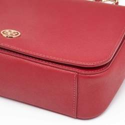 Pre Owned Tory Burch Red Leather Emerson Crossbody Bag