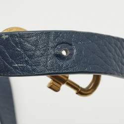 Tory Burch Navy Blue Leather Peach Satchel