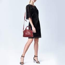 Tory Burch Red Leather Mini Robinson Dome Satchel