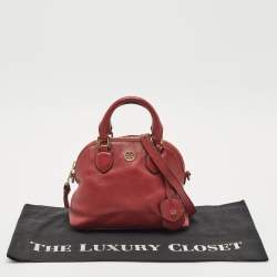 Tory Burch Red Leather Mini Robinson Dome Satchel