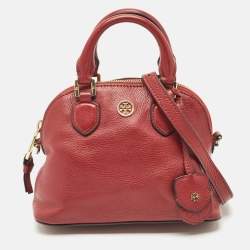 Tory Burch Red Leather Mini Robinson Dome Satchel
