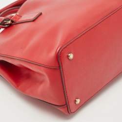 Tory Burch Red Leather Medium Double Zip Robinson Tote