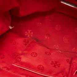 Tory Burch Red Leather Medium Double Zip Robinson Tote