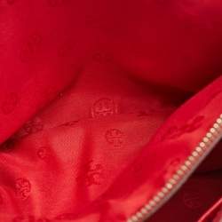 Tory Burch Red Leather Medium Double Zip Robinson Tote
