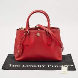 Tory Burch Red Leather Medium Double Zip Robinson Tote