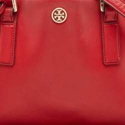 Tory Burch Red Leather Medium Double Zip Robinson Tote
