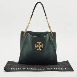Pre Owned Tory Burch Green Leather McGraw Slouchy Tote