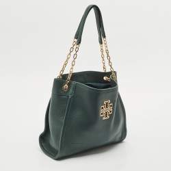 Pre Owned Tory Burch Green Leather McGraw Slouchy Tote