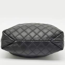 Tory Burch Black Quilted Leather Fleming Drawstring Shoulder Bag
