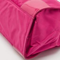 Tory Burch Magenta Patent Leather and Nylon Large Ella Tote