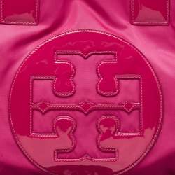 Tory Burch Magenta Patent Leather and Nylon Large Ella Tote