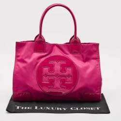 Tory Burch Magenta Patent Leather and Nylon Large Ella Tote
