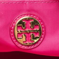 Tory Burch Magenta Patent Leather and Nylon Large Ella Tote