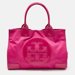 Tory Burch Magenta Patent Leather and Nylon Large Ella Tote