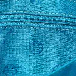 Tory Burch Teal Green Leather Zip Wristlet Clutch