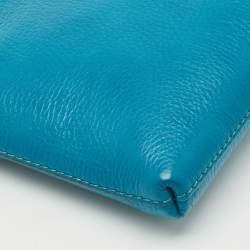 Tory Burch Teal Green Leather Zip Wristlet Clutch