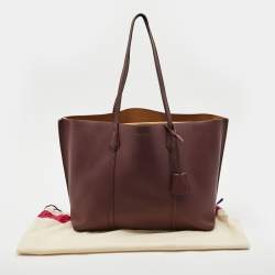 Pre Owned Tory Burch Burgundy Leather Large Triple Compartment Perry Tote