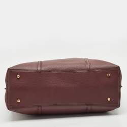 Pre Owned Tory Burch Burgundy Leather Large Triple Compartment Perry Tote