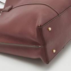 Pre Owned Tory Burch Burgundy Leather Large Triple Compartment Perry Tote