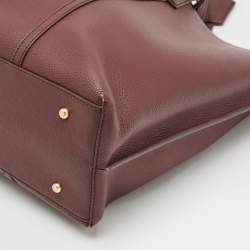 Pre Owned Tory Burch Burgundy Leather Large Triple Compartment Perry Tote