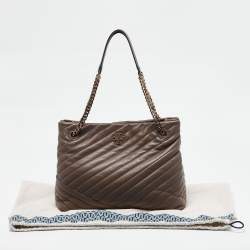 Tory Burch Beige Chevron Leather Kira Tote