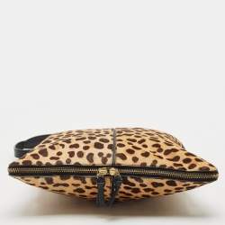Tory Burch Beige/Black Calf Hair and Leather Shoulder Bag