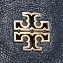 Tory Burch Blue Leather Logo Flap Shoulder Bag