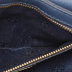 Tory Burch Blue Leather Logo Flap Shoulder Bag