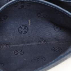 Tory Burch Blue Leather Logo Flap Shoulder Bag