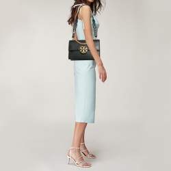 Pre Owned Tory Burch Black Leather and Suede Miller Shoulder Bag