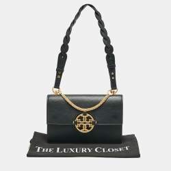 Pre Owned Tory Burch Black Leather and Suede Miller Shoulder Bag
