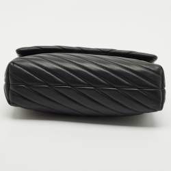 Tory Burch Black Chevron Leather Kira Convertible Shoulder Bag