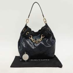 Tory Burch Black Python Embossed Leather Hobo