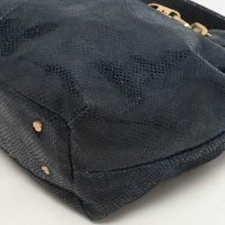 Tory Burch Black Python Embossed Leather Hobo