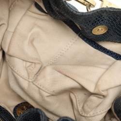 Tory Burch Black Python Embossed Leather Hobo