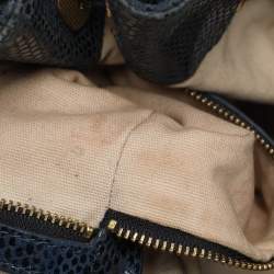 Tory Burch Black Python Embossed Leather Hobo
