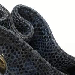Tory Burch Black Python Embossed Leather Hobo