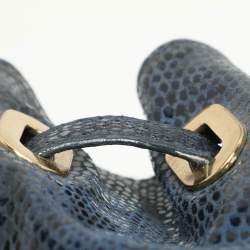 Tory Burch Black Python Embossed Leather Hobo