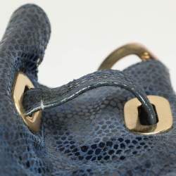 Tory Burch Black Python Embossed Leather Hobo
