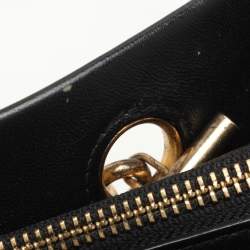 Pre Owned Tory Burch Black Quilted Leather Fleming Chain Tote