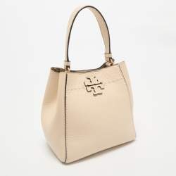 Tory Burch Cream Leather Small McGraw Bucket Bag