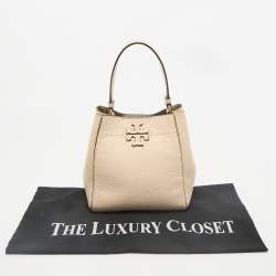 Tory Burch Cream Leather Small McGraw Bucket Bag