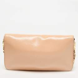 Tory Burch Beige Patent Leather Adalyn Flap Crossbody Bag