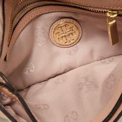Tory Burch Beige Patent Leather Adalyn Flap Crossbody Bag