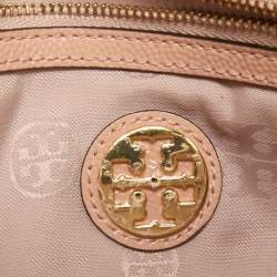 Tory Burch Beige Patent Leather Adalyn Flap Crossbody Bag